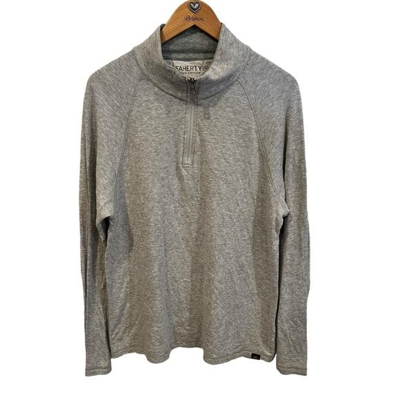 Faherty Cloud Quarter Zip Pullover Snow Rock Feeder Stripe SZ M $138 SWEATSHIRT - Picture 1 of 10